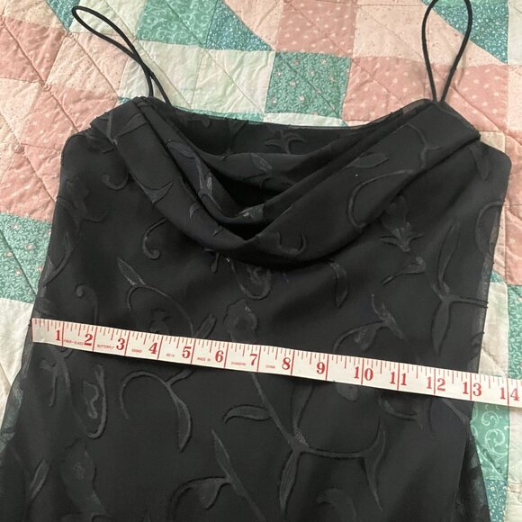 Y2K Onyx Nite Maxi Dress Womens Prom Black Strappy Long 90s Cowl Neck Whimsigoth - Picture 12 of 14